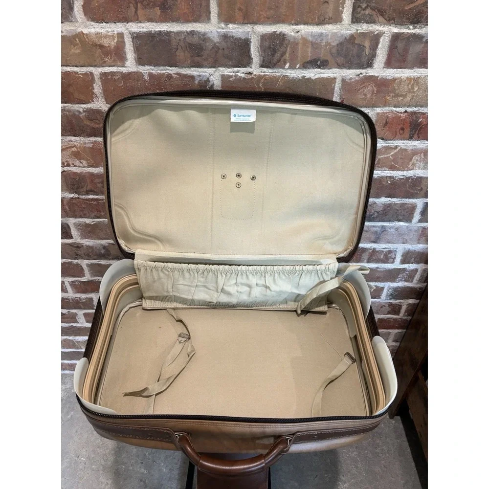 Vintage Samsonite Luggage - Two Tone Brown - Strap With Buckle - Great Condition